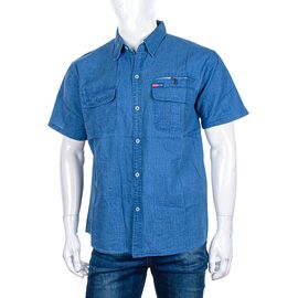 Фотография Рубашка мужская летняя C12 blue р.M-5XL "Logaster" недорого оптом от прямого поставщика