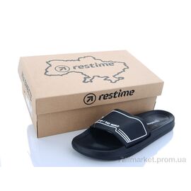 Шльопанці чоловічі пляжні Літо TML25963 black-white (24 пар р.41-46) "Restime" недорого оптом від прямого постачальника