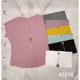 Фотография Футболка женская 5216 mix р.46-50 "Kosta" недорого оптом от прямого поставщика