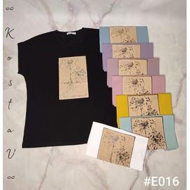 Фотография Футболка женская E016 mix р.50-54 "Kosta" недорого оптом от прямого поставщика