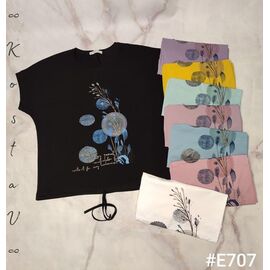 Фотография Футболка женская E707 mix р.52-56 "Kosta" недорого оптом от прямого поставщика