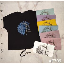 Фотография Футболка женская E709 mix р.52-56 "Kosta" недорого оптом от прямого поставщика