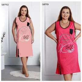 Фотография Сарафан женский 587112-1 pink р.2XL-4XL "Vehuiah" недорого оптом от прямого поставщика