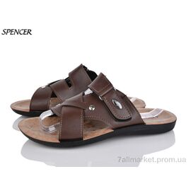 Шльопанці чоловічі пляжні Літо 2402 коричневий (6 пар р.40-45) "Spencer" недорого оптом від прямого постачальника