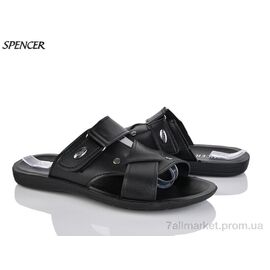 Шльопанці чоловічі пляжні Літо 2402 чорний (6 пар р.40-45) "Spencer" недорого оптом від прямого постачальника