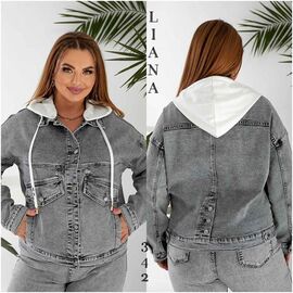 Куртка жіноча демісезонна 342 grey р.XL-6XL "Liana Denim" недорого оптом від прямого постачальника