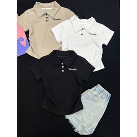 Фотография Футболка детская на девочку 9807 beige р.120-160 "Yalisi" недорого оптом от прямого поставщика