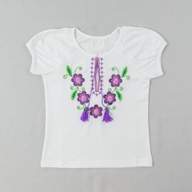 Вишиванка дитяча легка на дівчинку 15-12 white-lilac р.110-122 "Webi" недорого оптом від прямого постачальника