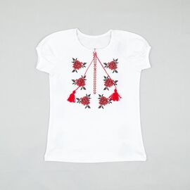 Вишиванка дитяча легка на дівчинку 15-12-2 white р.98-104 "Webi" недорого оптом від прямого постачальника