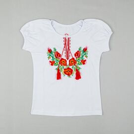 Вишиванка дитяча легка на дівчинку 15-12-4 white р.98-104 "Webi" недорого оптом від прямого постачальника