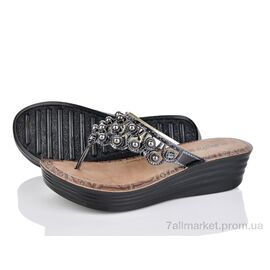 Шльопанці жіночі полегшені Літо 7700 чорний (6 пар р.36-40) "Makers Shoes" недорого оптом від прямого постачальника