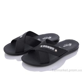 Шльопанці чоловічі пляжні Літо 2024-004-1 чорний батал (6 пар р.43-47) "DeMur" недорого оптом від прямого постачальника