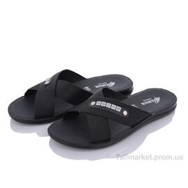 Шльопанці чоловічі пляжні Літо TRK2026-1-004-1 чорний батал (6 пар р.43-47) "DeMur" недорого оптом від прямого постачальника