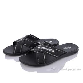 Шльопанці чоловічі пляжні Літо TRK2026-1-004-1 чорний-білий батал (6 пар р.43-47) "DeMur" недорого оптом від прямого постачальника