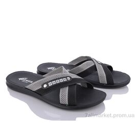 Шльопанці чоловічі пляжні Літо TRK2026-1-004-1 чорний-сірий батал (6 пар р.43-47) "DeMur" недорого оптом від прямого постачальника