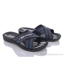 Шльопанці чоловічі пляжні Літо TRK2026-2-003-1 сіний-чорний (6 пар р.40-45) "DeMur" недорого оптом від прямого постачальника