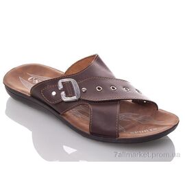 Шльопанці чоловічі пляжні Літо M3897 brown (6 пар р.40-44) "DeMur" недорого оптом від прямого постачальника