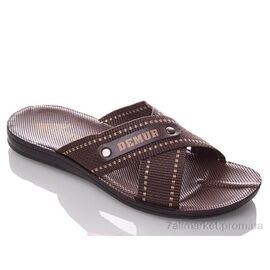 Шльопанці чоловічі пляжні Літо TRK2026-2-коричневий-white (6 пар р.40-45) "DeMur" недорого оптом від прямого постачальника