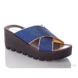 Шльопанці жіночі полегшені Літо W777-18-blue-gold (6 пар р.36-40) "DeMur" недорого оптом від прямого постачальника