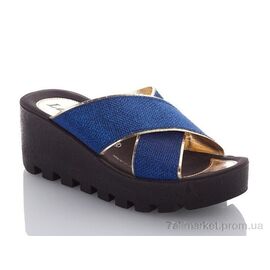 Шльопанці жіночі полегшені Літо W777-19 blue-gold (6 пар р.36-40) "DeMur" недорого оптом від прямого постачальника