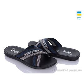 Шльопанці чоловічі пляжні Літо TRK 007 black-grey-blue new (6 пар р.41-45) "DeMur" недорого оптом від прямого постачальника
