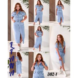 Фотография Платье летнее женское 382-1 l.blue р.S-3XL "Liana Denim" недорого оптом от прямого поставщика