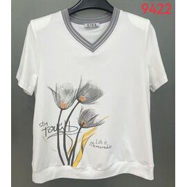 Фотография Футболка женская 9422 white р.52-62 "LIDA" недорого оптом от прямого поставщика