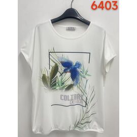 футболка жіноча 6403 white-blue р.52-62 "LIDA" недорого оптом від прямого постачальника