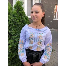 Вишиванка дитяча на дівчинку M16 white р.128-146 "Moda school" недорого оптом від прямого постачальника