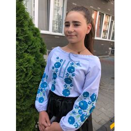 Фотография Вышиванка детская на девочку M17 white р.128-146 "Moda school" недорого оптом от прямого поставщика