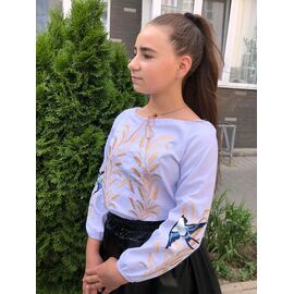 Фотография Вышиванка детская на девочку M19 white р.128-146 "Moda school" недорого оптом от прямого поставщика