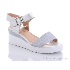 Фотография Босоножки детские летние Лето 31-1 silver (8 пар р.31-37) "Favorit" недорого оптом от прямого поставщика