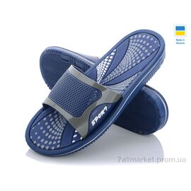 Фотография Шлепки мужские пляжные Лето Роксол Мм2 синий (8 пар р.41-45) "Progress" недорого оптом от прямого поставщика