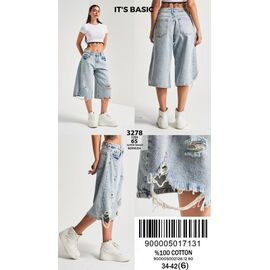 Фотография Бриджи женские 3278-65 l.blue р.34-42 "Jeans Style" недорого оптом от прямого поставщика