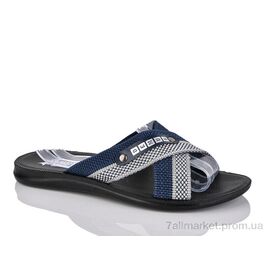 Шльопанці чоловічі пляжні Літо TRK2026-1-2001 синій батал (6 пар р.43-47) "DeMur" недорого оптом від прямого постачальника