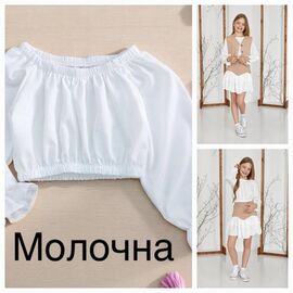 Фотография Топик детский на девочку M31 white р.122-146 "Moda school" недорого оптом от прямого поставщика