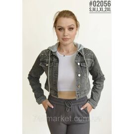 Фотография Укороченная джинсовая куртка со съемным капюшоном размерный ряд S,M,L,XL,2XL "PARTNERS"