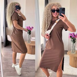 Сукня літня жіноча 2065 brown р.42-50 "LINDA" недорого оптом від прямого постачальника
