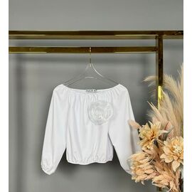 Фотография Блузка детская на девочку 489 white р.116-140 "Delfinka" недорого оптом от прямого поставщика