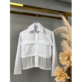 Фотография Блузка детская на девочку 670 white р.116-140 "Delfinka" недорого оптом от прямого поставщика