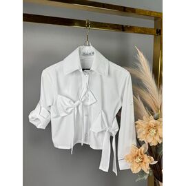 Фотография Блузка детская на девочку 687 white р.116-134 "Delfinka" недорого оптом от прямого поставщика