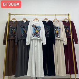 Костюм спортивний жіночий теплий BT309 wine р.M-XL "FLORA" недорого оптом від прямого постачальника