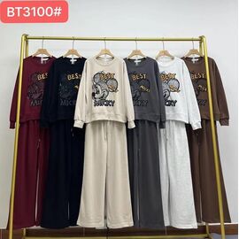 Фотография Костюм спортивный женский тёплый BT3100 brown р.M-XL "FLORA" недорого оптом от прямого поставщика