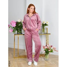 Фотография Спортивний костюм жіночий на блискавці велюр прямі штани напівбатал 48,50,52 (3цв) "NOWEMBER"