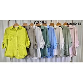 Фотография Рубашка женская C228 l.green р.50-56 "Kaffir Lily" недорого оптом от прямого поставщика