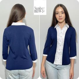 Блузка жіноча B6099-1 navy р.S-2XL "BASE" недорого оптом від прямого постачальника