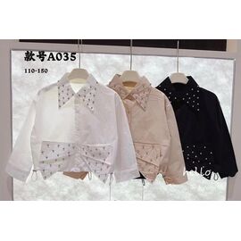 Фотография Блузка детская на девочку A035 beige р.110-150 "Delfinka" недорого оптом от прямого поставщика