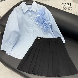 Фотография Рубашка детская на девочку C131 l.blue р.120-170 "Delfinka" недорого оптом от прямого поставщика