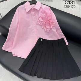 Фотография Рубашка детская на девочку C131 pink р.120-170 "Delfinka" недорого оптом от прямого поставщика