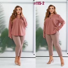 Фотография Блузка женская 115-2 powder р.50-58 "ZLATA" недорого оптом от прямого поставщика